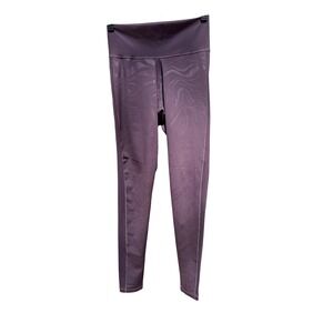 Adidas Womens High Waisted Marble Swirl Leggings Purple Athletic Tights Size M